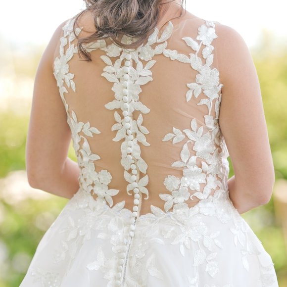 Eddy K Curvy Lace Sequins Organza Wedding Dress Size 16 - Picture 3 of 10